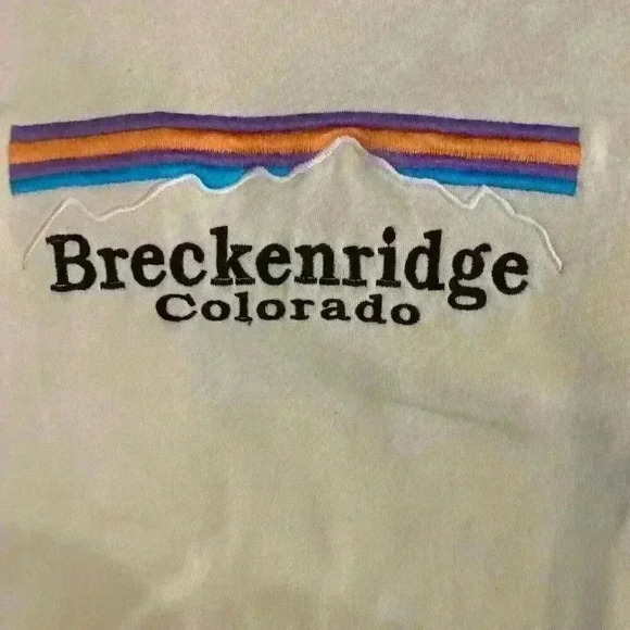 Breckenridge Colorado pale yellow Embroidered Sweatshirt Size Small - Picture 3 of 9